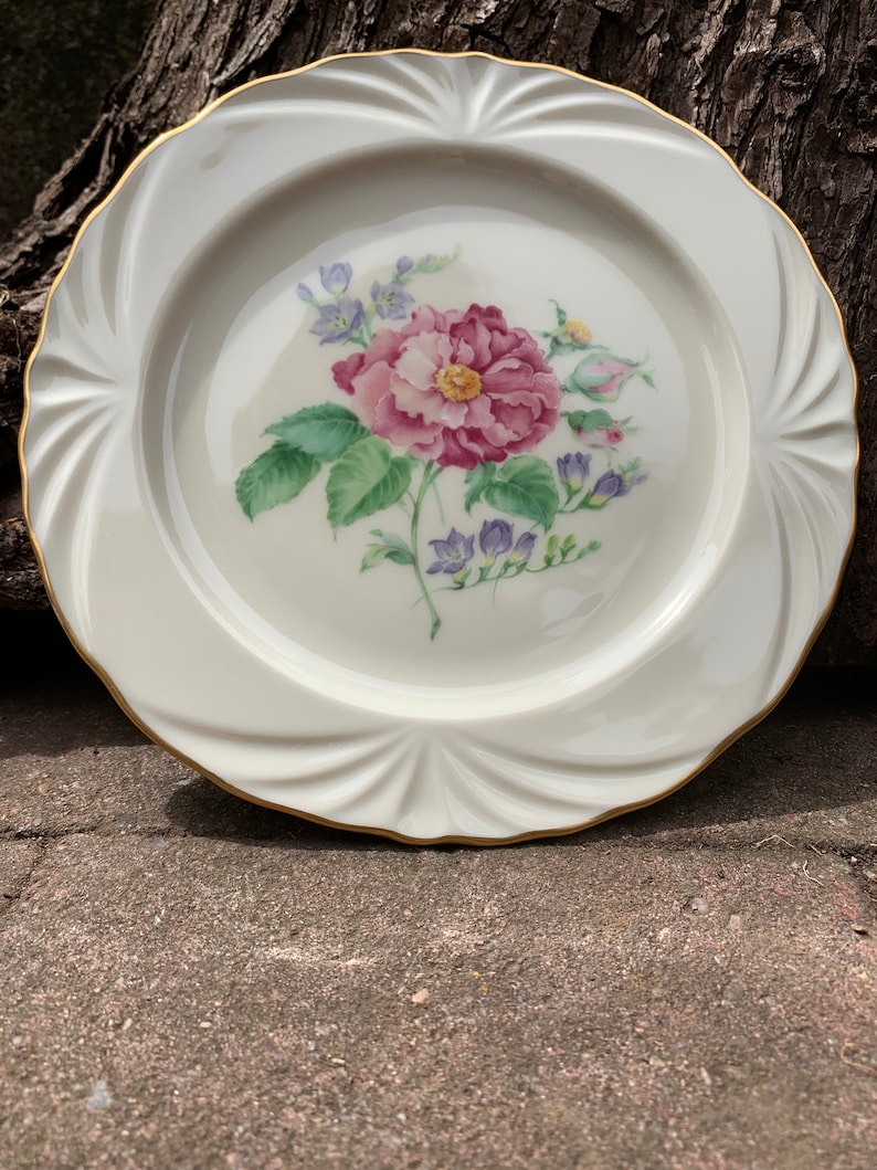 Vintage Lenox Decorative Plate Collection Dark Pink Rose