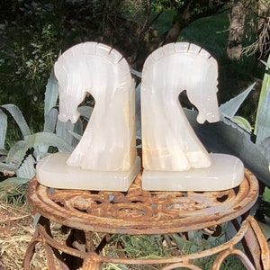 Vintage Onyx Horse Bookends