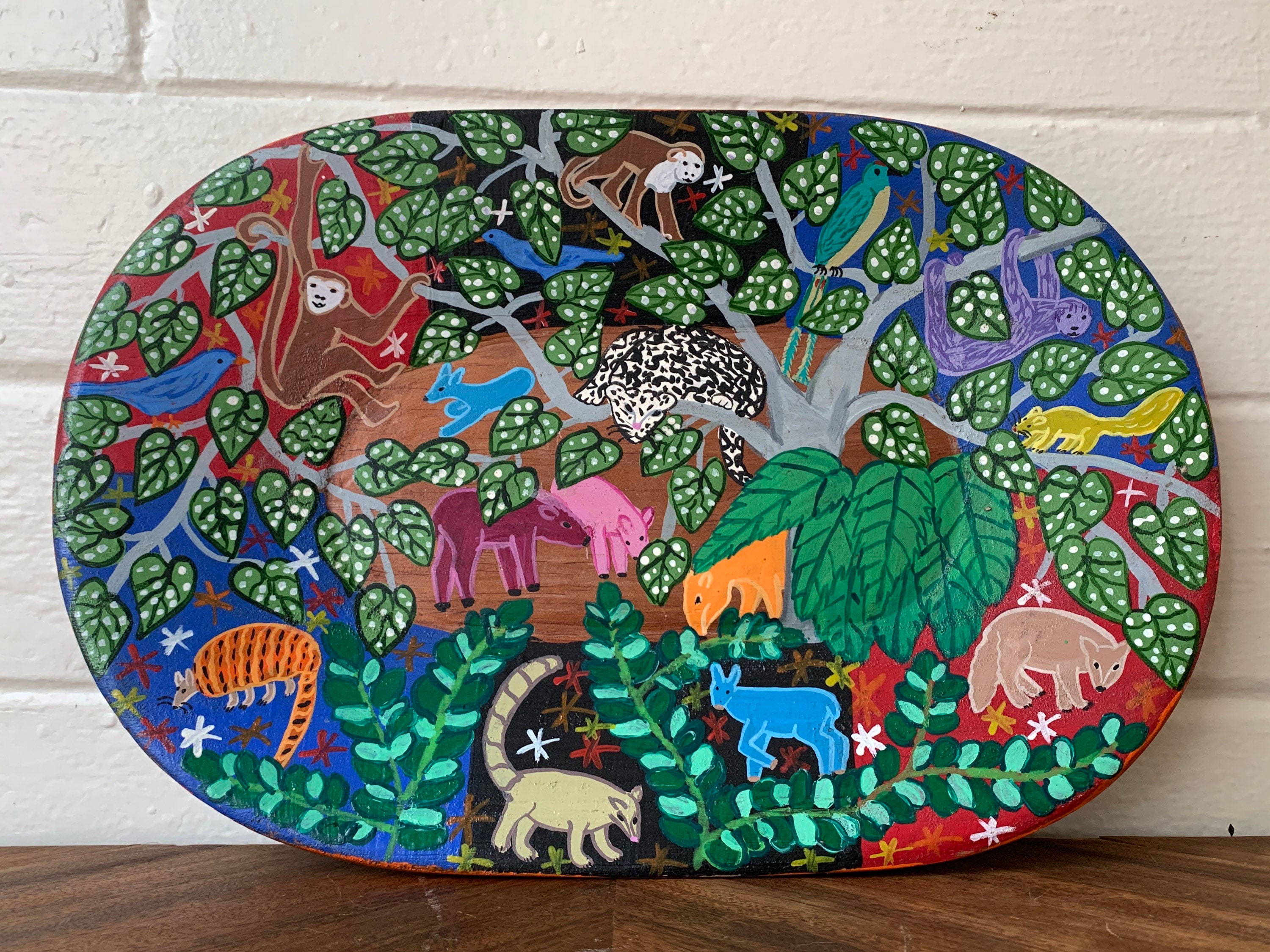 Vintage Hand Painted Wooden Tray