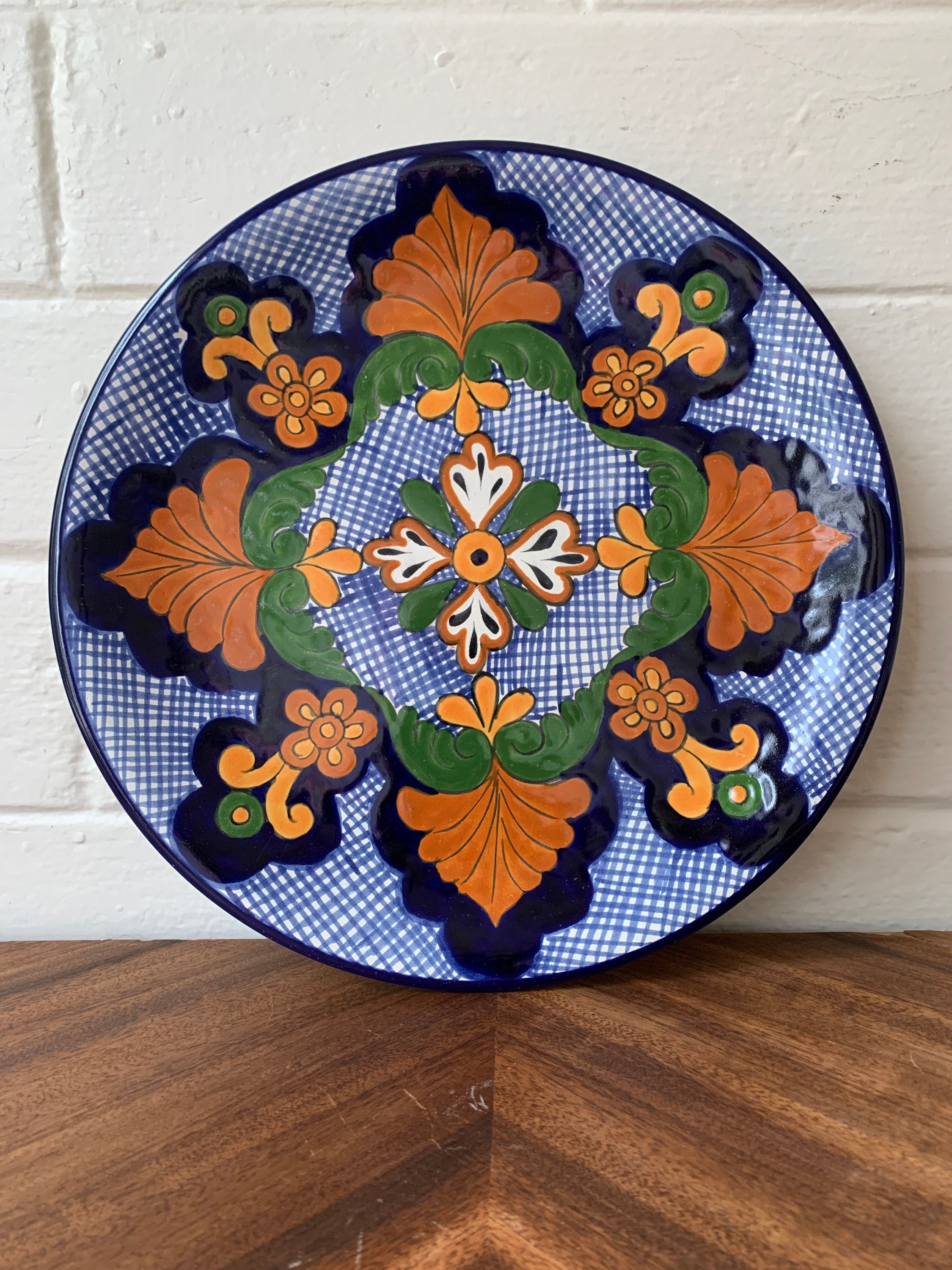 メキシコ　トナラ焼き　エル・パロマール（El Palomar）　大皿 vintage MEXICO EL Palomar plate/ビンテージ メキシコ エル