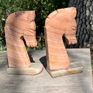 Vintage Onyx Horse Bookends