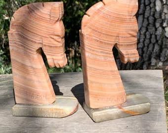 Vintage Onyx Horse Bookends