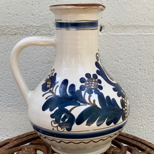 Vintage Clay Hand Painted Pitcher