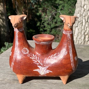 Vintage Peruvian Llama Ceramic Candle Holder