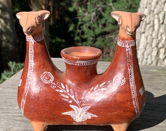 Vintage Peruvian Llama Ceramic Candle Holder