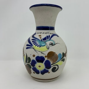 Vintage Hand Painted Mexican Pottery Vase