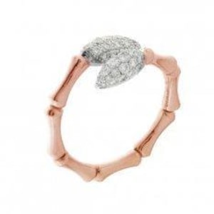 Moissanite Bamboo Ring Band Ring 925 Sterling Silver With Gold Plated Jewelry