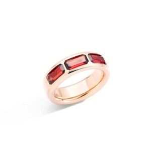 Pigeon Blood Ruby Ring Band Ring 925 Sterling Silver With Gold Plated Jewelry