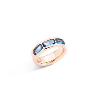 London Bue Topaz Ring Band Ring 925 Sterling Silver With Gold Plated Jewelry