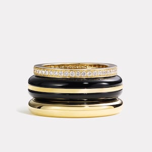 Black Onyx Ring With 925 Sterling Silver Band Gold Plated
