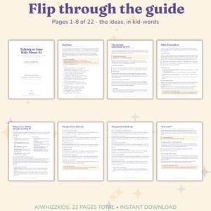 Pages 1 to 8 of the guide: the cover, contents, what AI is, and where children already meet it