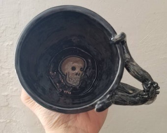 Spooky Bois keramische mok, schedel interieur, goth keuken, heksenkunst