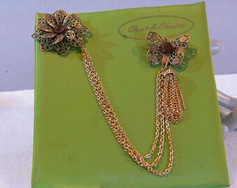 Vintage Brooches - Rare - Chat-A-Chains - Topaz - FS-270