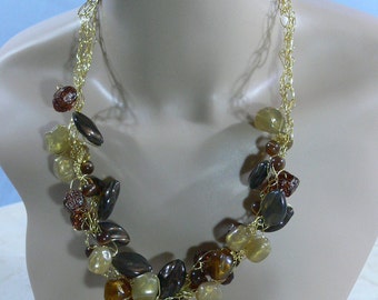 Crocheted Wire & Bead Necklace - FS-055