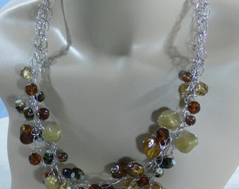 Crocheted Wire & Bead Necklace - FS-057