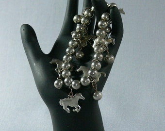 Bracelet-Silvertone-Horses-Beads- Anklet  FS-186