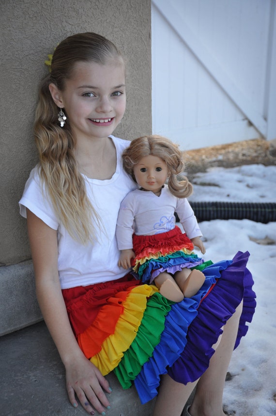 American Girl Doll Rainbow Ruffle Skirt