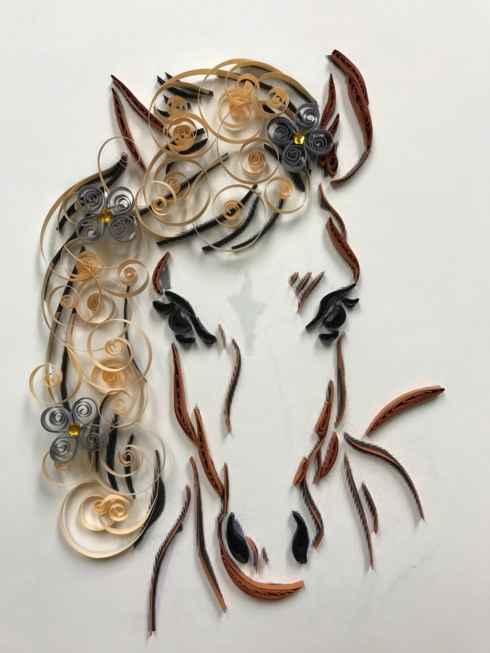 Paper Quilling Horse and Flowers Framed Art 11x14 Etsy