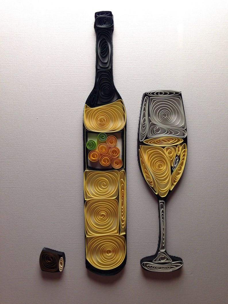Quilling Wine Quilled Art Wine Bottle Framed 8x10 Etsy