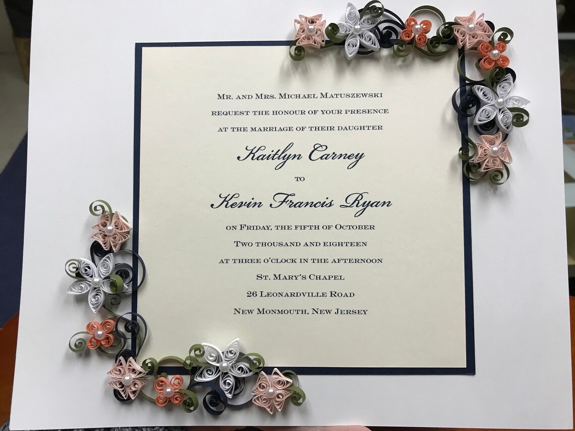 Paper quilling Wedding Invitation Keepsake Quilling Framed Etsy