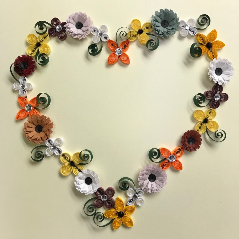 Quilled Flower Heart Quilling Framed Art 8x8 Love Etsy