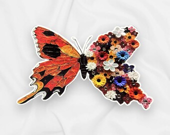 Vinyl Sticker, Butterfly Flowers, JGA Art