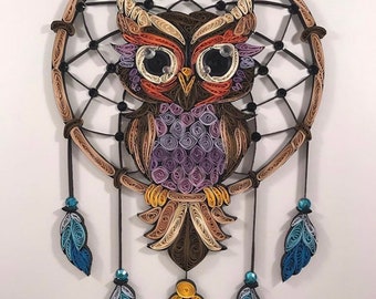 Quilled Art, DreamCatcher, Owl