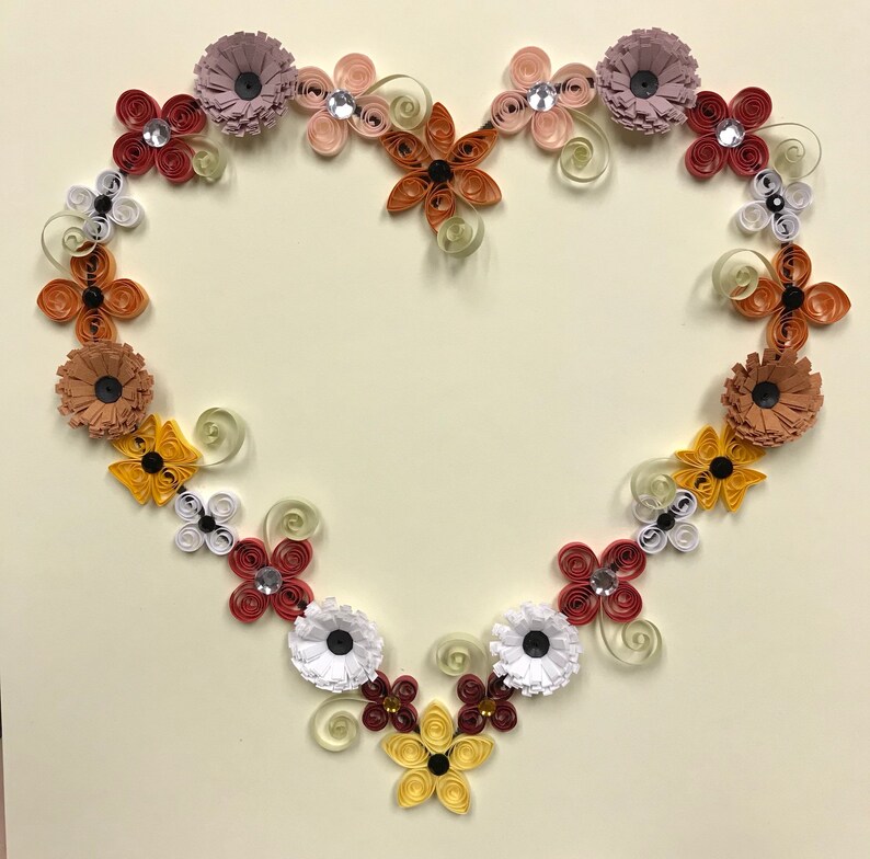 Quilled Flower Heart quilling framed art 8x8 love Etsy