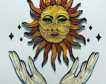 Quilling Art | Sun With Hands | Framed Art