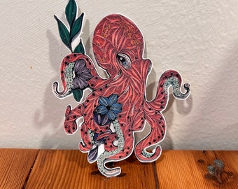 Vinyl Sticker, Octopus Flowers, JGA Art
