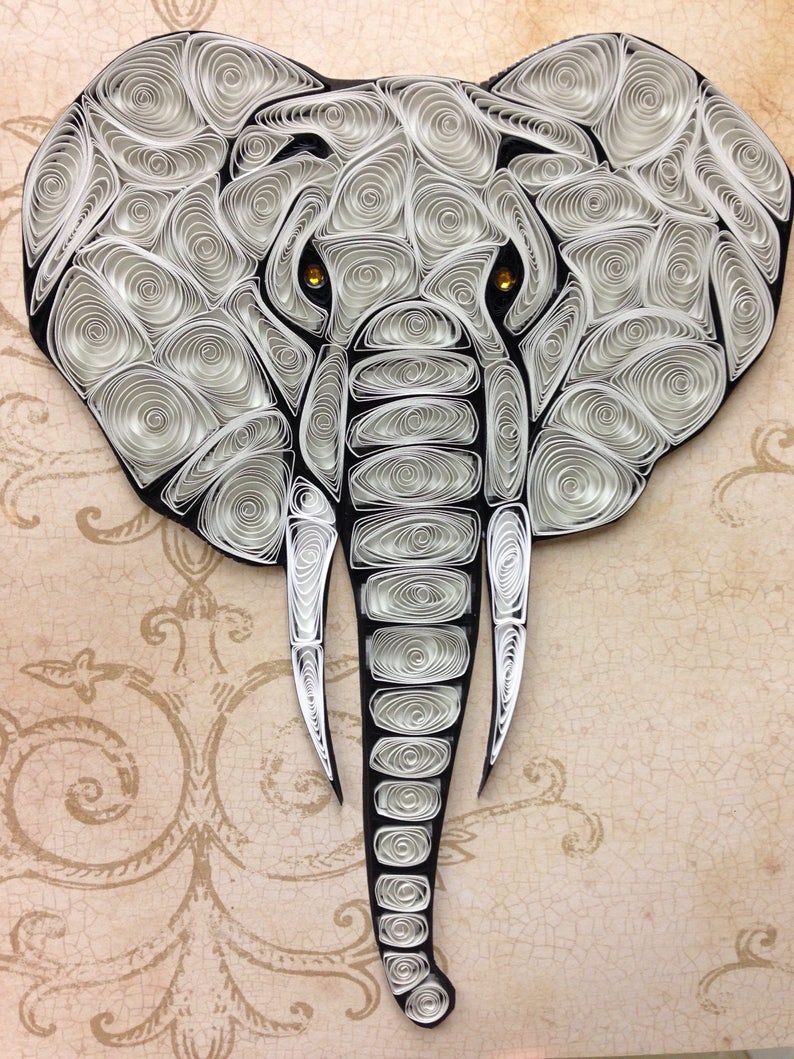 Quilling Elephant Quilled Art Framed 8x10 Etsy