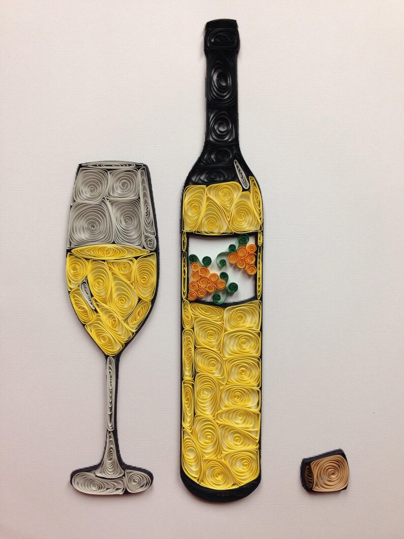 Quilling Wine Quilled Art Wine Bottle Framed 8x10 Etsy