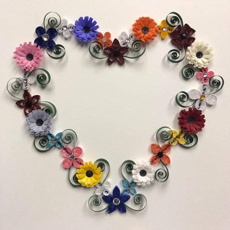 Quilled Flower Heart Quilling Framed Art 8x8 Love Etsy