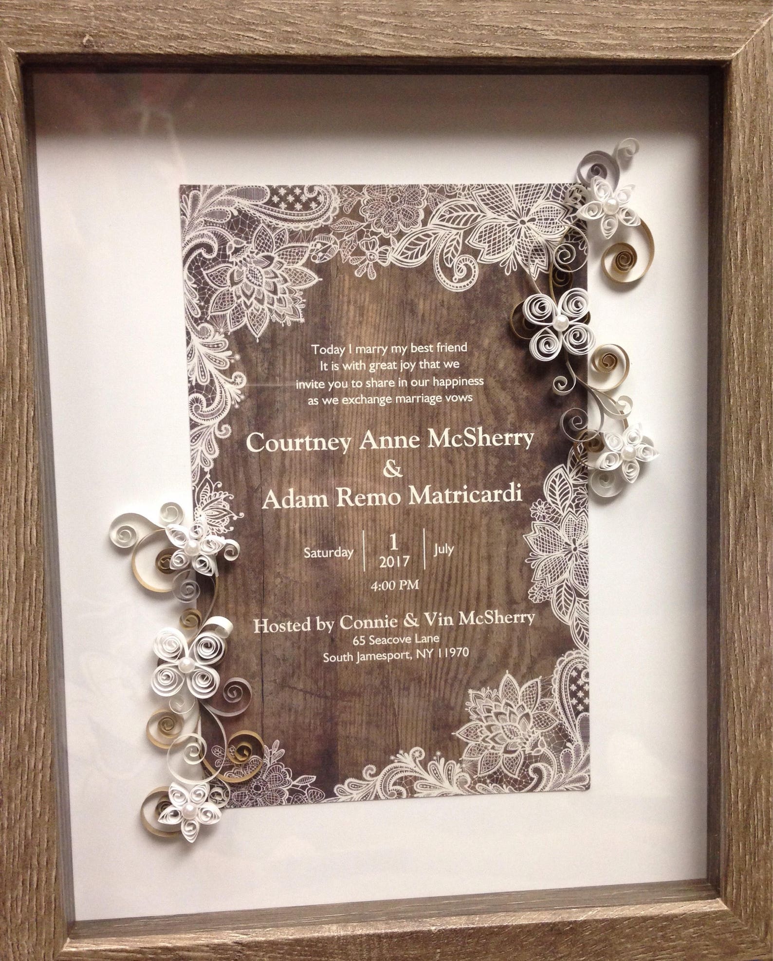 Paper quilling Wedding Invitation Keepsake Quilling Framed Etsy