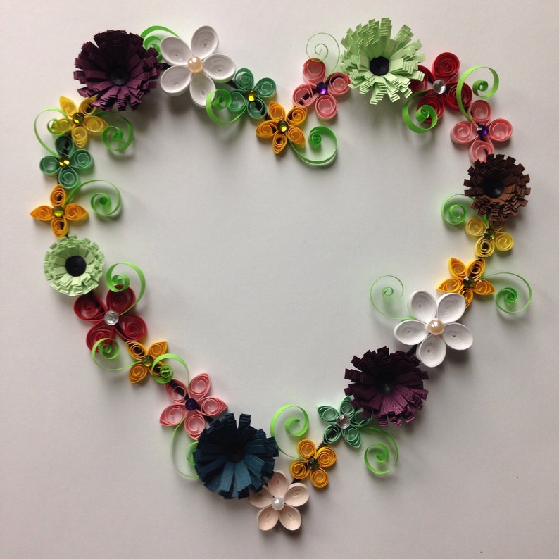 Quilled Flower Heart Quilling Framed Art 8x8 Love Etsy
