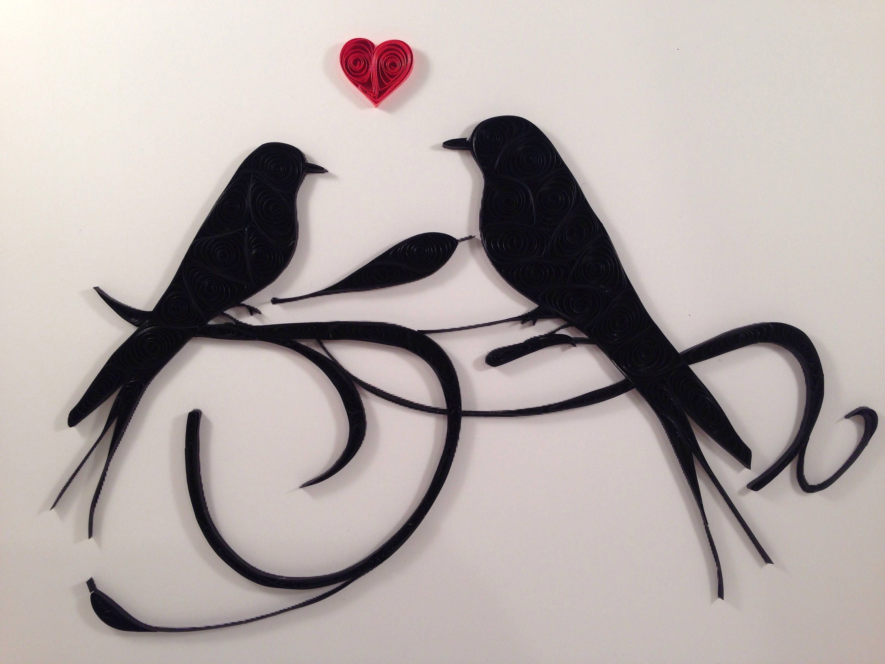 Paper Quilling quilled art framed 11x14 birds love birds Etsy