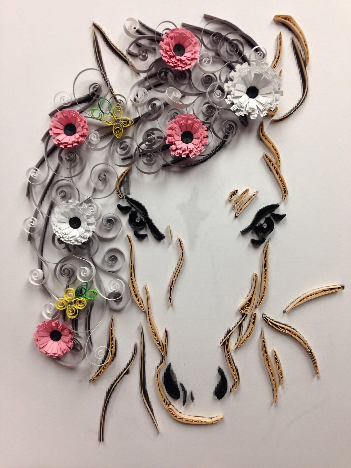 Paper Quilling Horse and Flowers Framed Art 11x14 Etsy