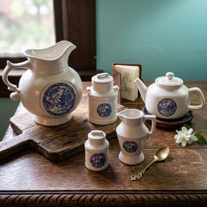 Vintage McCoy Pottery Blue Willow Kitchen Batch Set 1970s
