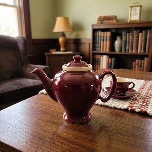 Vintage McCormick Tea Teapot Burgundy Hall China Co with Lid & Infuser Baltimore MD 1930s