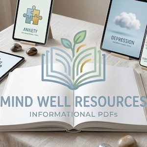 Utskrivbara broschyrer om mental hälsa för kliniker, patientutbildningspaket, resurser för terapimottagningar, PDF-filer om ångest, ADHD, depression, stressyndrom