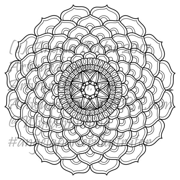 Succulent Mandala Colouring Page by Angela Porter