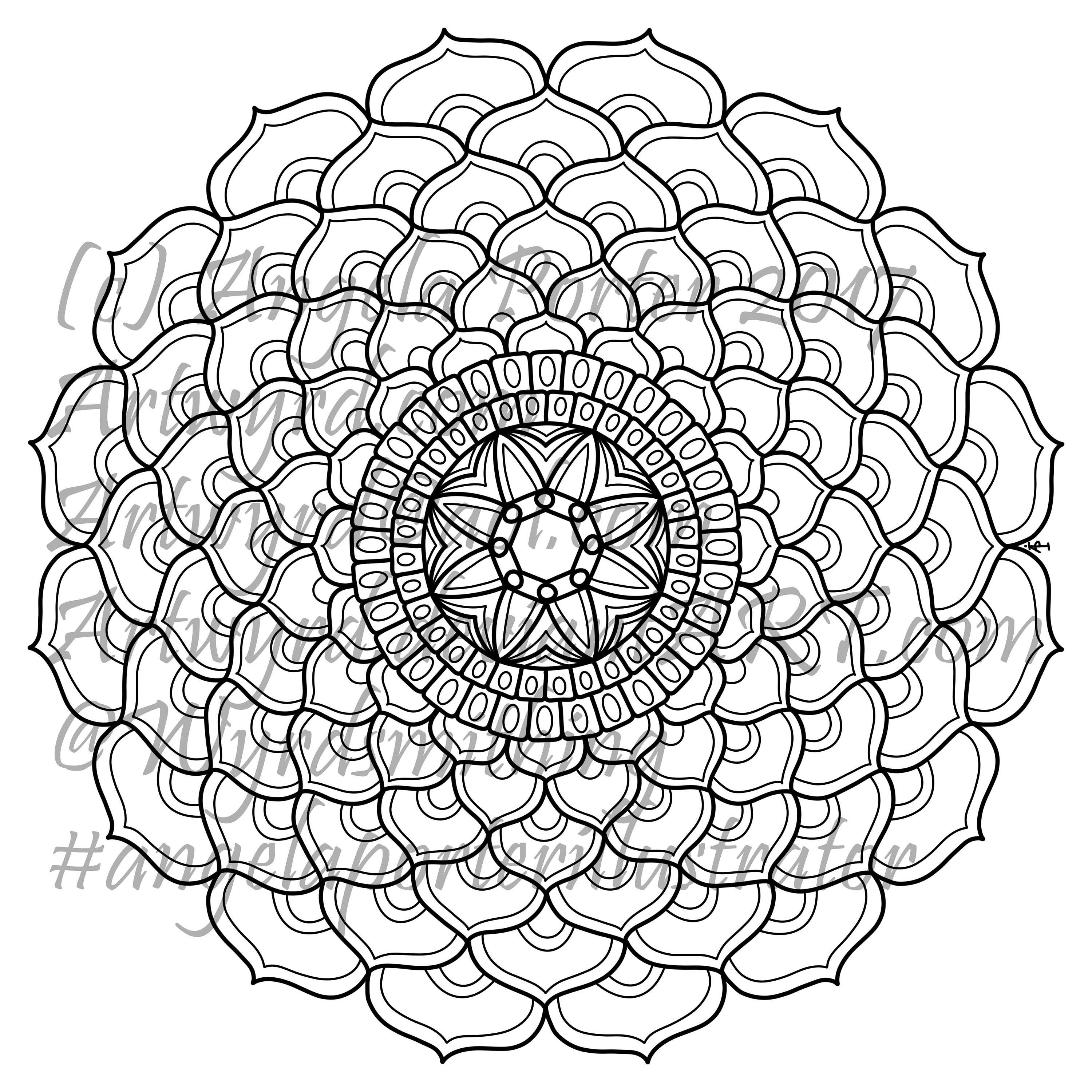 Download Succulent Mandala Colouring Page by Angela Porter | Etsy