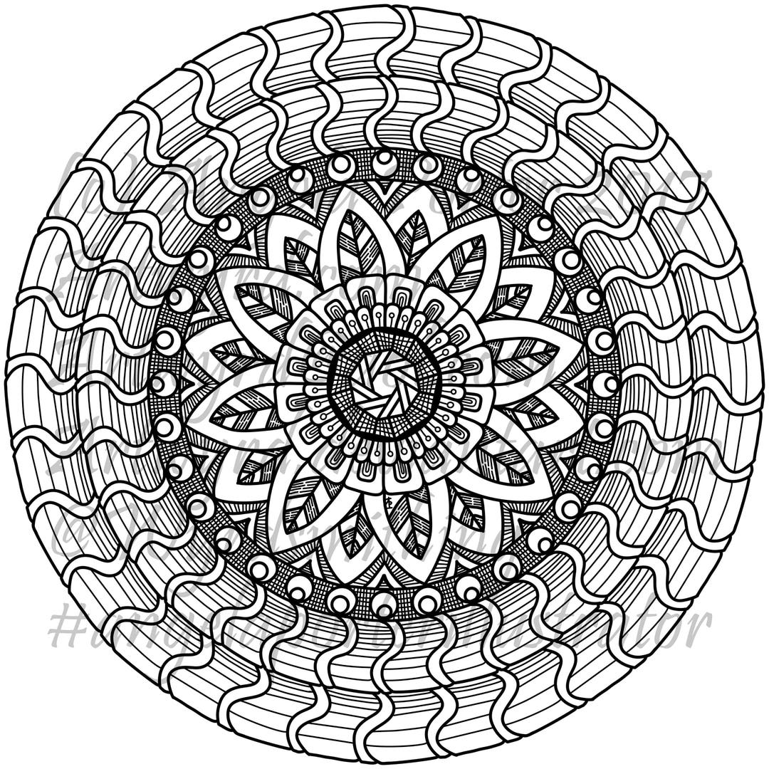 Floral Mandala Colouring Page by Angela Porter - Etsy