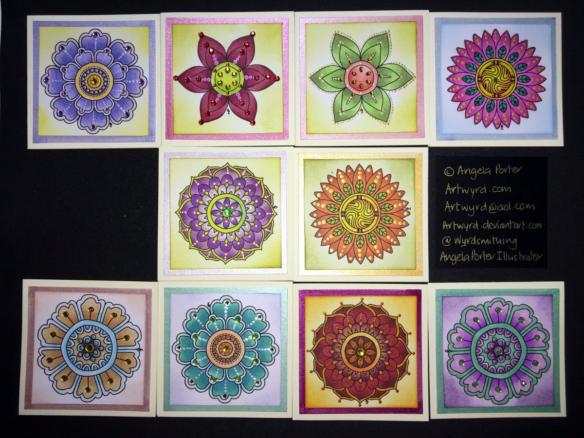 Boxed set of handmade art greetings cards Set B Etsy