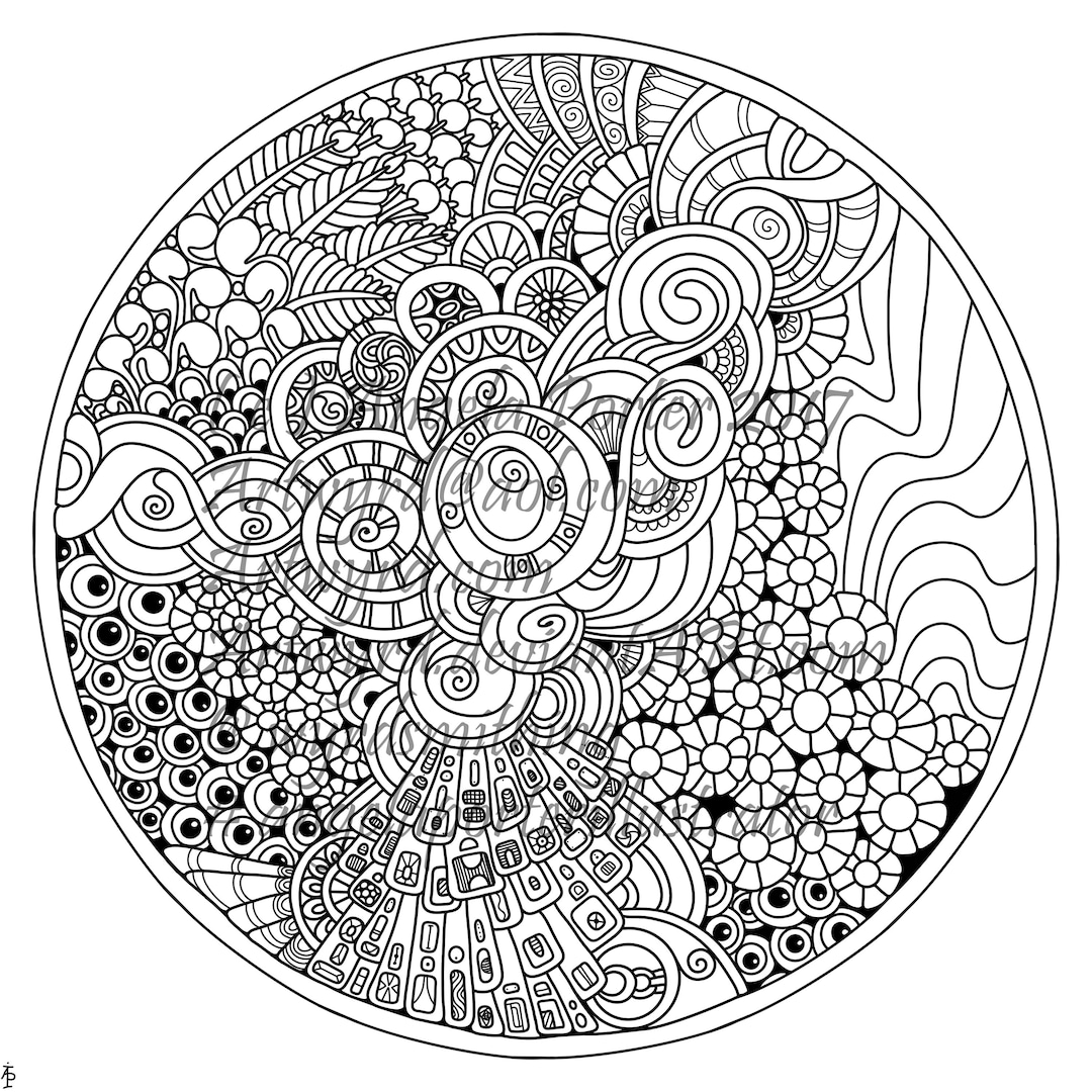 Unusual Abstract Mandala Colouring Page by Angela Porter - Etsy