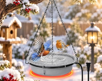 Heated Birdbath, 100W Thermostatic Hanging Waterer, Winter Garden Accent, Outdoor Wildlife Water Station