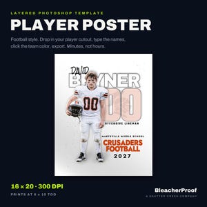 Football Player Poster Template | Sports Photographer PSD (16x20, 300 DPI) image 1
