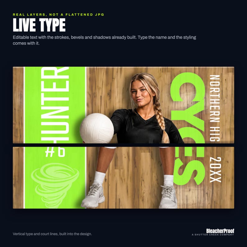 Volleyball Poster Template Photoshop | Senior Night Banner PSD | Volleyball Photo Template for Sports Photographers | 16x20 300 DPI image 5