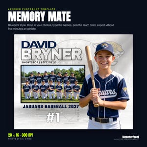 Photoshop-Vorlage „Memory Mate“ mit Ebenen | Blueprint-PSD-Datei für Sportmannschaftsfotos (Digitaler Download) Bild 1