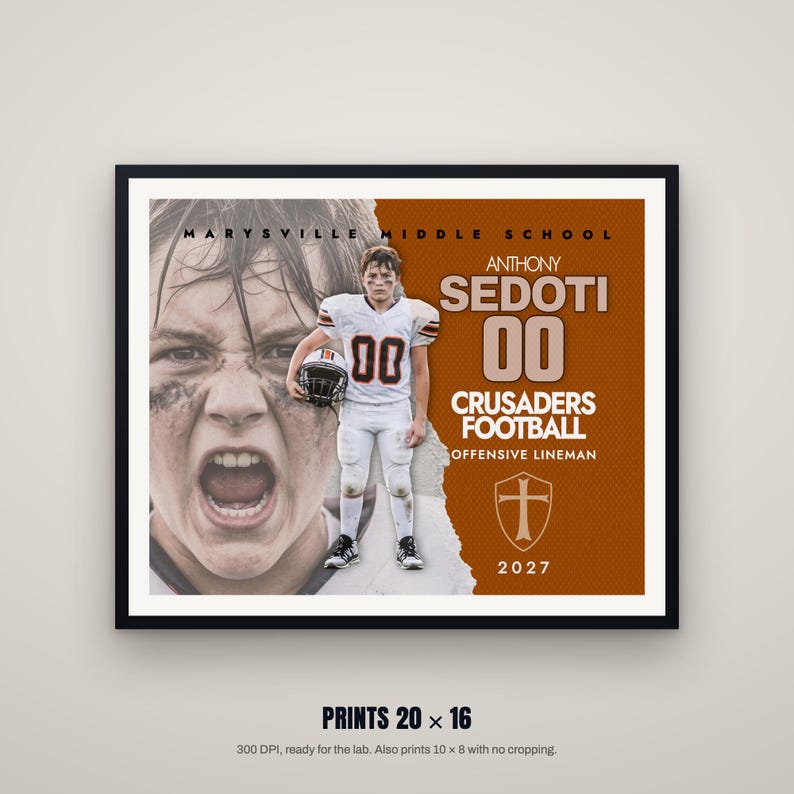 Plantilla fotográfica de jugador de fútbol / Estilo papel rasgado PSD (20x16, 300 DPI) imagen 3